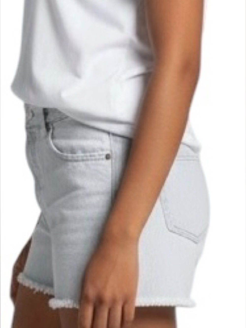 Free People Light Blue White Stripes Frayed Hem Denim Shorts - Casual Sz 25 - Picture 2 of 13